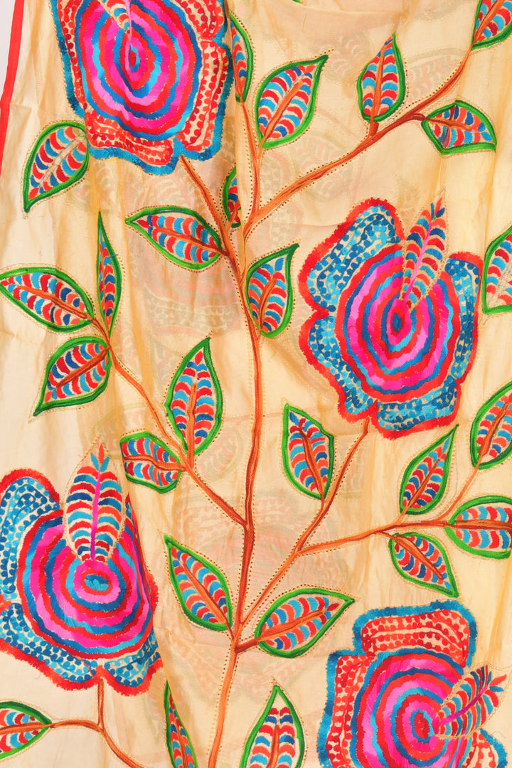 Zoya Yellow Floral Hand Embroidered Dupatta-Raas USA