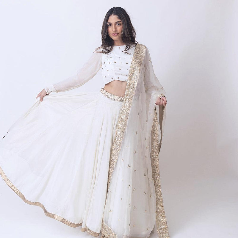 Zuriah Shimmer Lehenga with Sequins Work Blouse-[mehendi outfit]-Raas