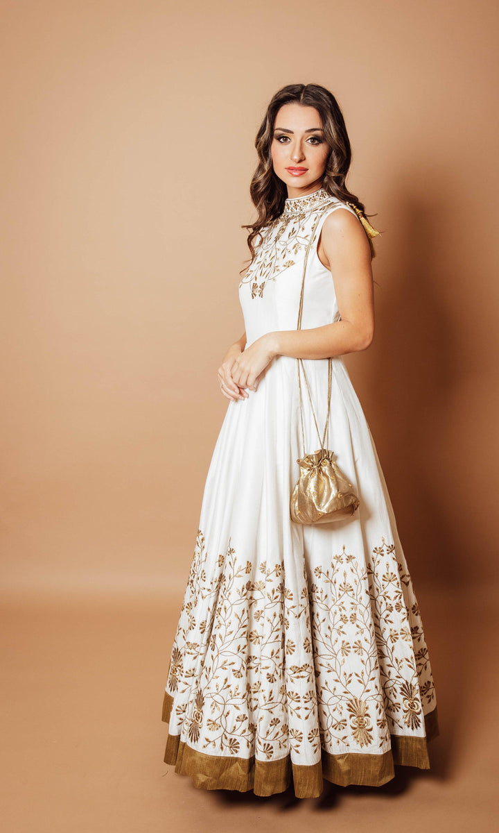 GOLD POTLI BAG WITH MIRROR WORK
