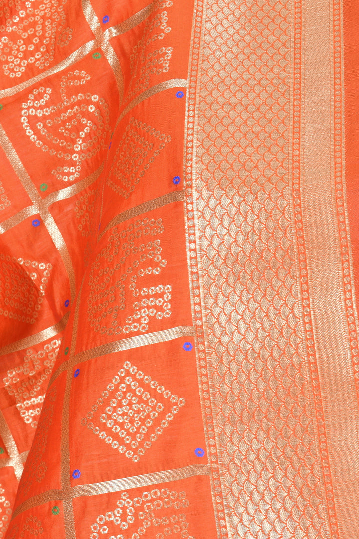 Aditi Orange Jacquard Dupatta - Raas