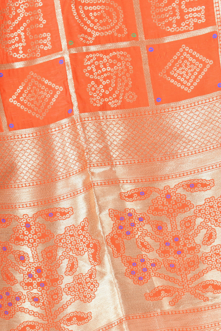 Aditi Orange Jacquard Dupatta - Raas