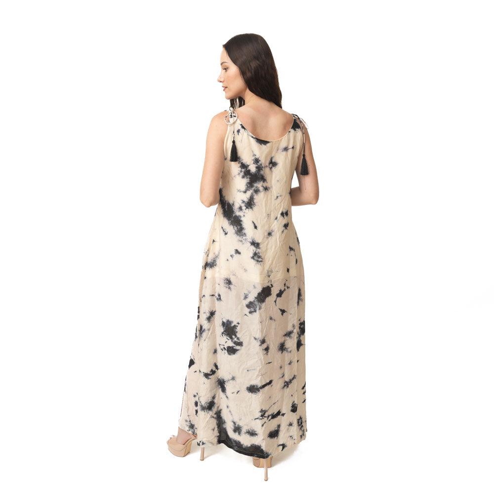 Aekaa Long Dress with with Double Slit and Hand Tie Dye - Raas