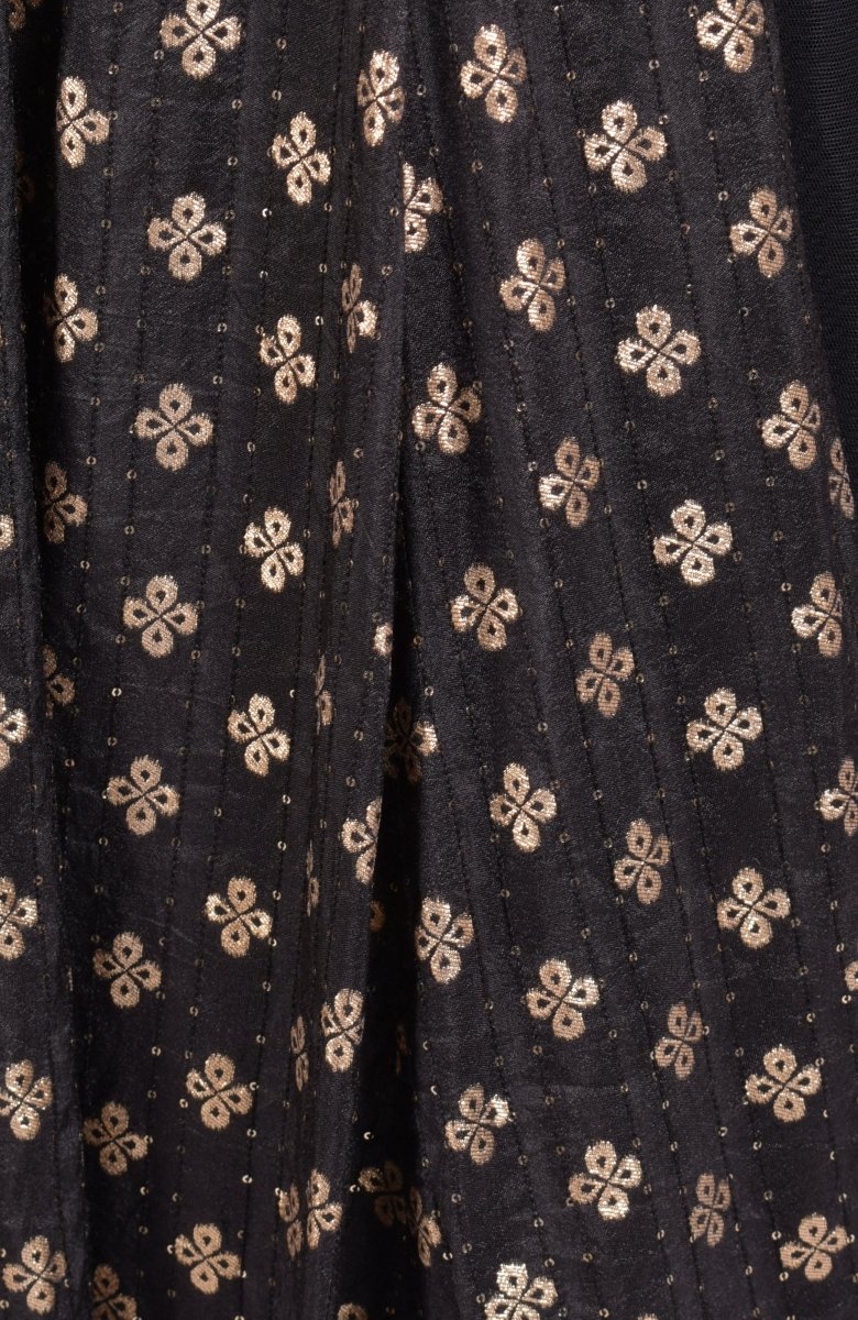 Black Long Dress Gown with Dupatta - Raas