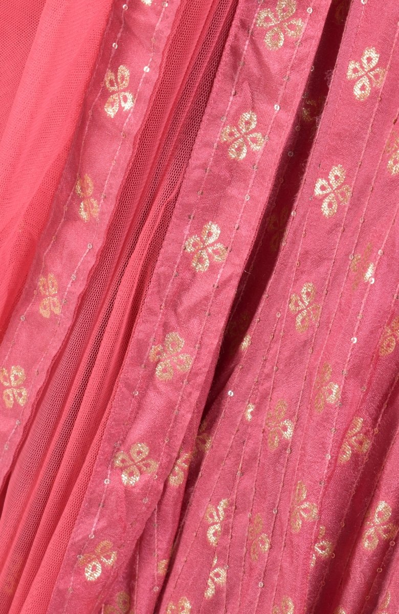 Pink Long Dress Gown with Dupatta - Raas