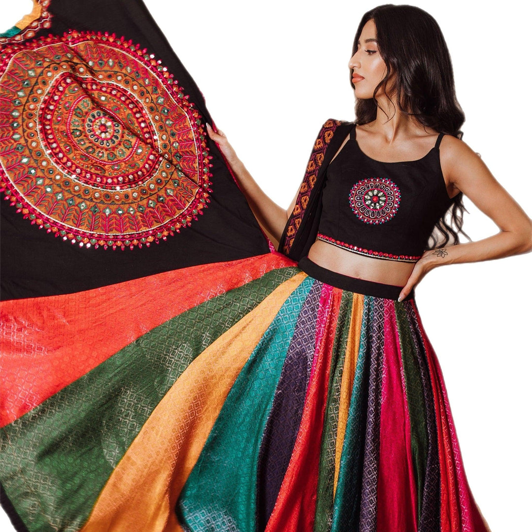 Alexa Multi Color Silk Chaniya Choli Set - Raas