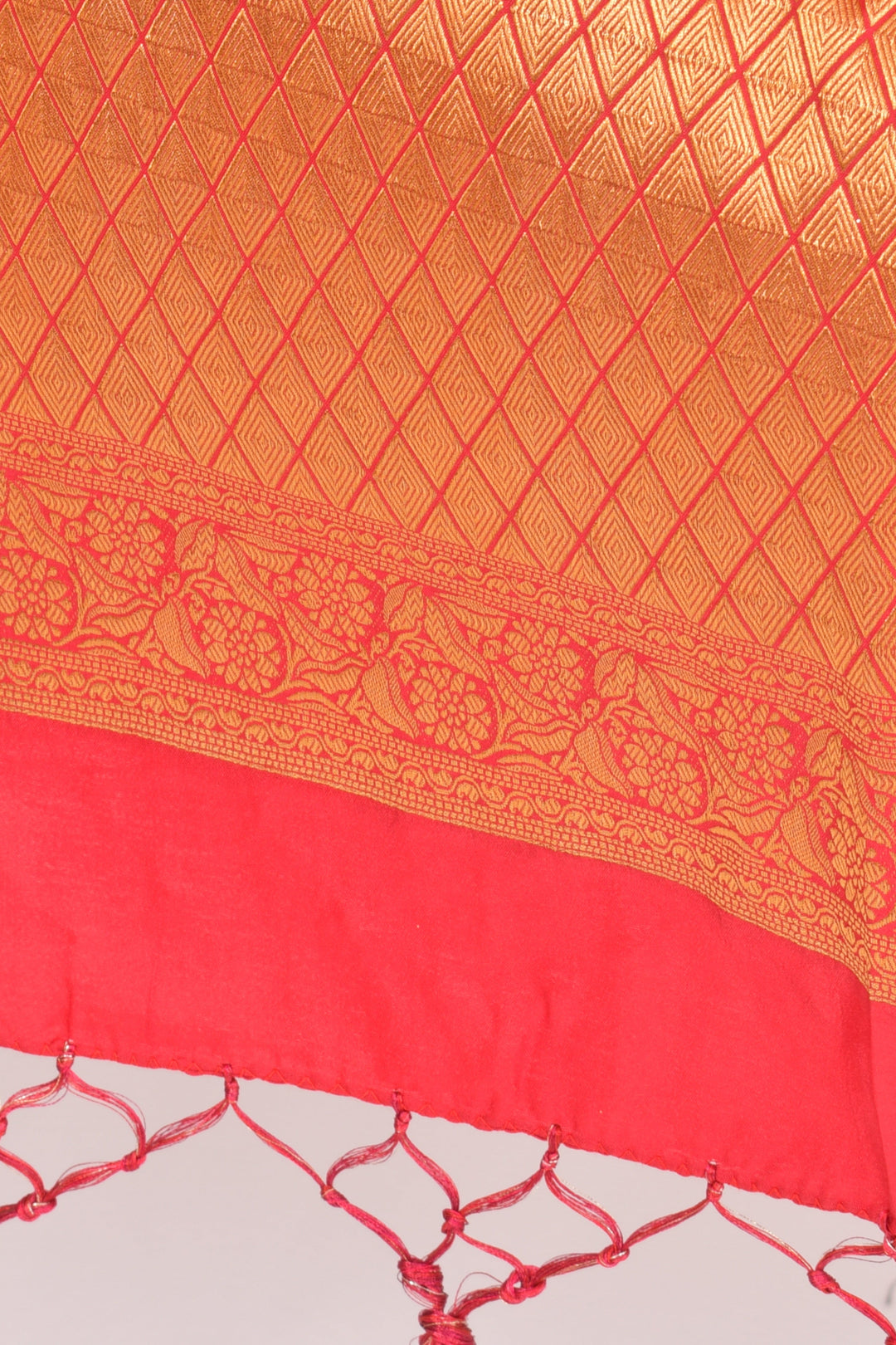 Alina Red & Golden Jacquard Dupatta - Raas