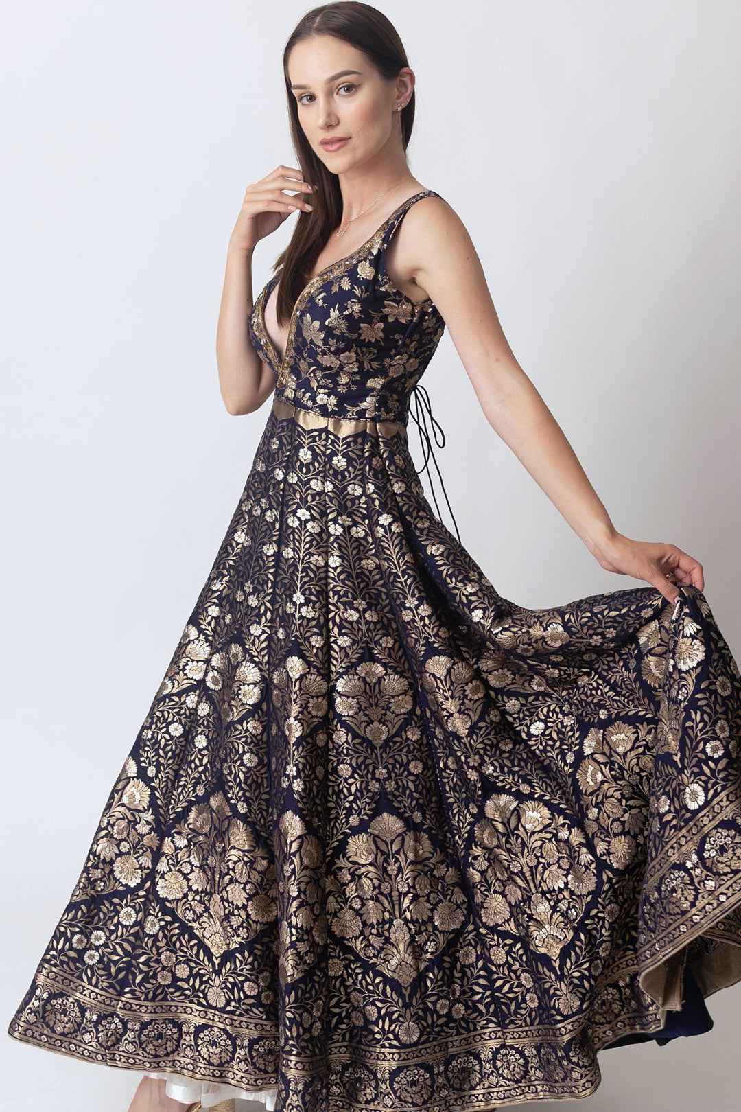 Alisha A-Line Gown with Hand Embroidery - Raas