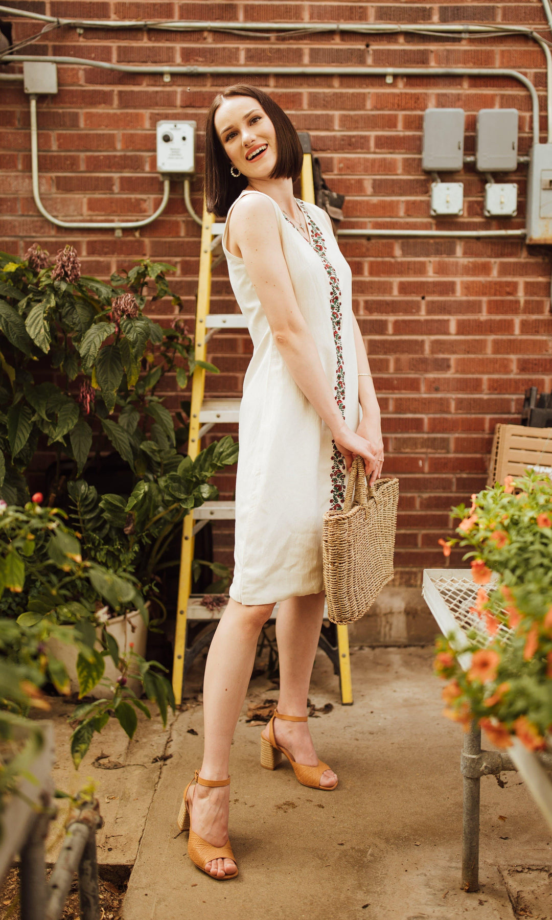 Cotton Sleeveless Midi Dress with block print-dresses-[Tunics]-[Womens Tops]-[Croptops]