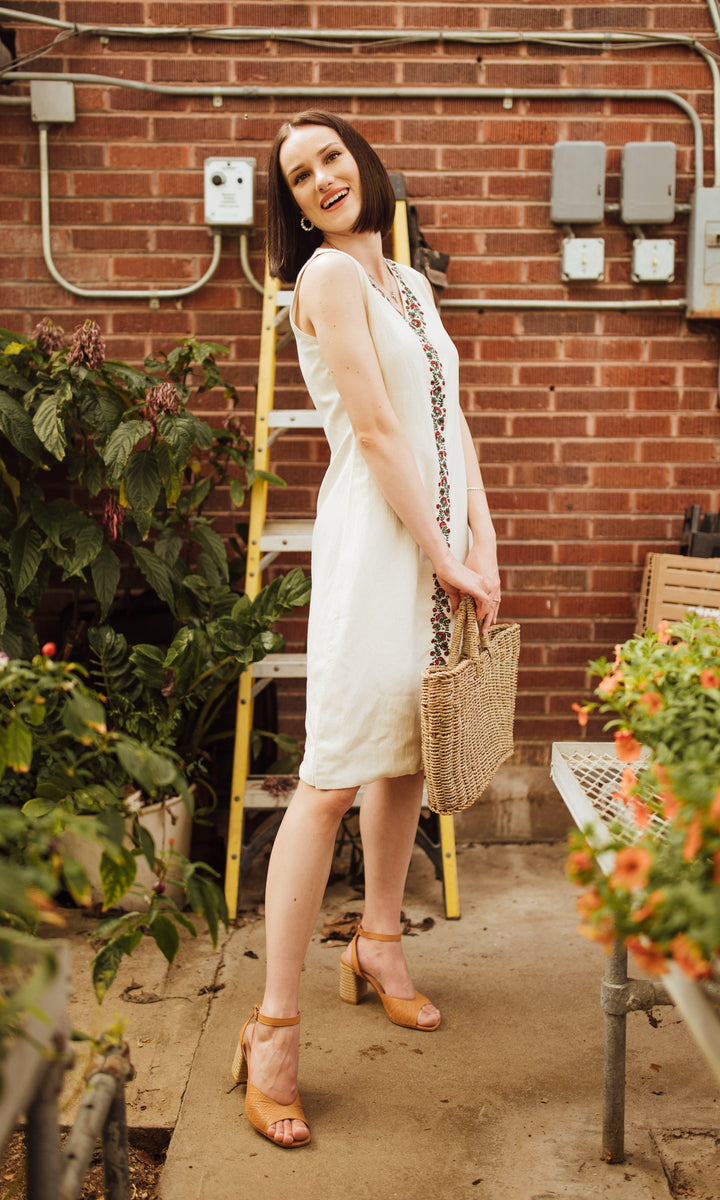 Cotton Sleeveless Midi Dress with block print-dresses-[Tunics]-[Womens Tops]-[Croptops]
