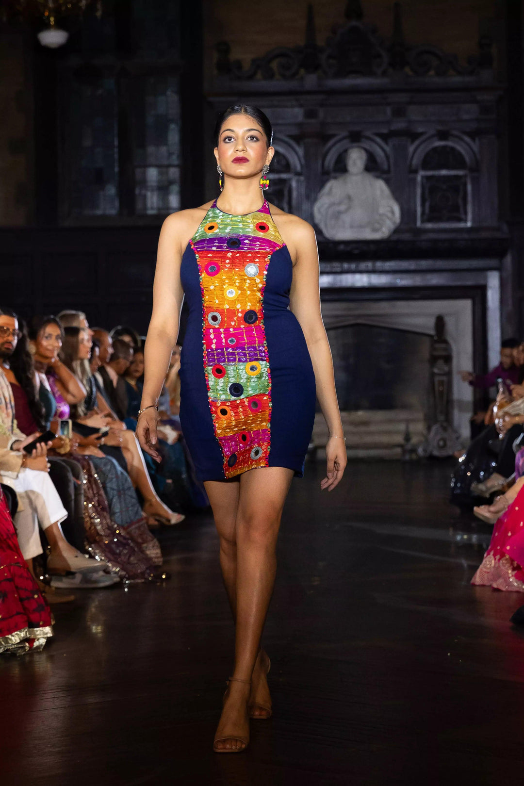 Anita Multicolor Short Dress with Halter Neck - Raas