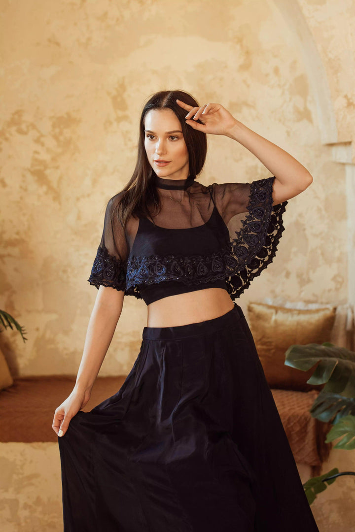 Arely Navy Cape with Embroidery - Raas