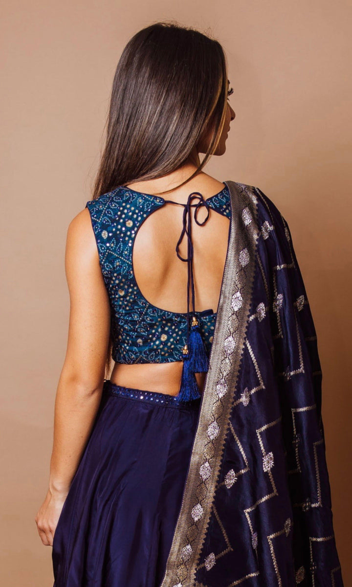 CC3654 -[blue lehenga choli]-[blue silk lehenga]-[blue chaniya choli]