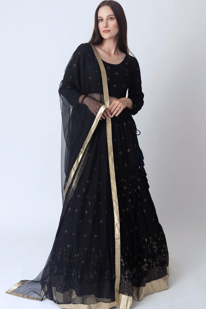 Asha Black Lehenga Choli Set - Raas
