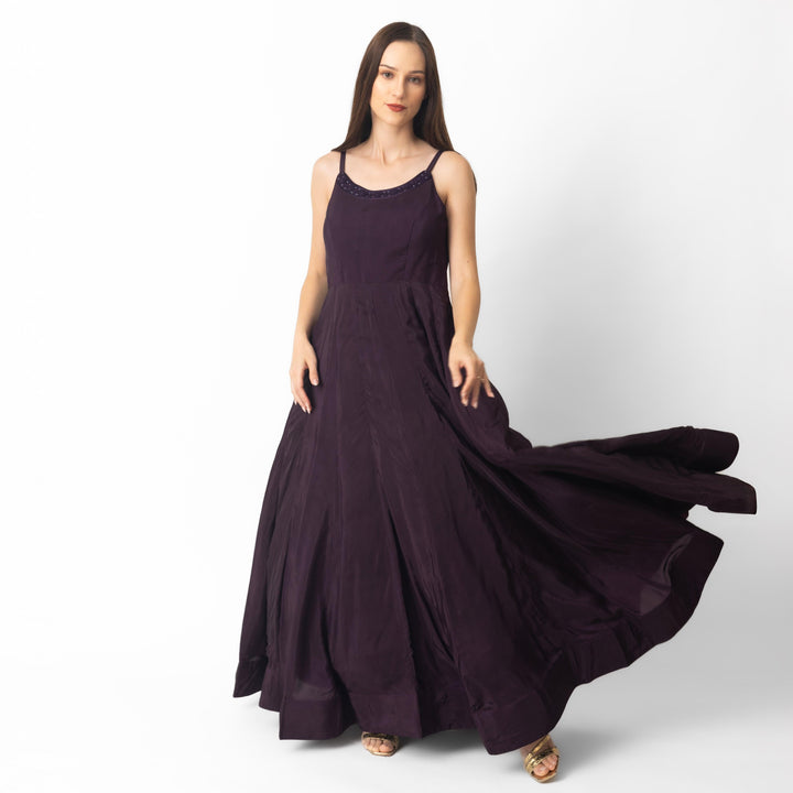 Ayuna Wine A-Line Gown - Raas