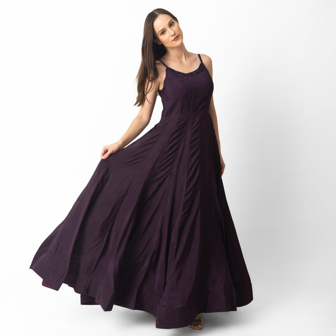 Ayuna Wine A-Line Gown - Raas
