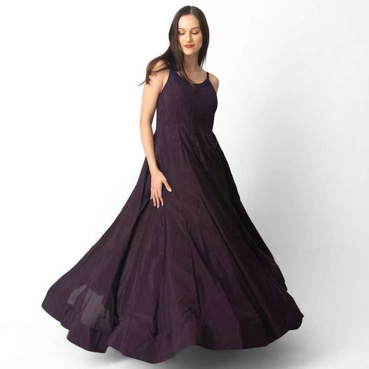 Ayuna Wine A-Line Gown - Raas