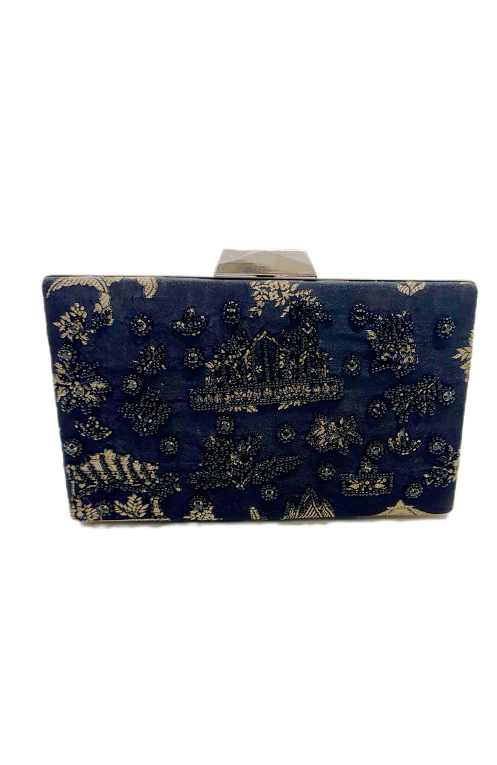 Black Clutch With Hand embroidery - Raas