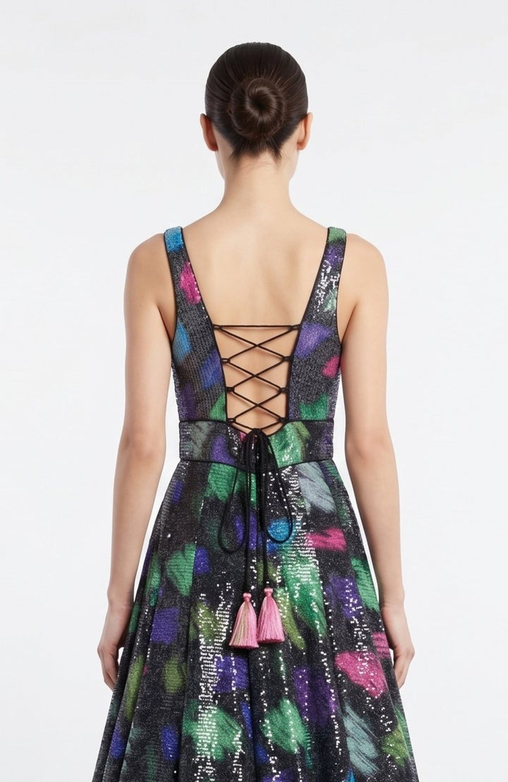 Black Plunge Neckline Gown ANARKALI & GOWN RAAS