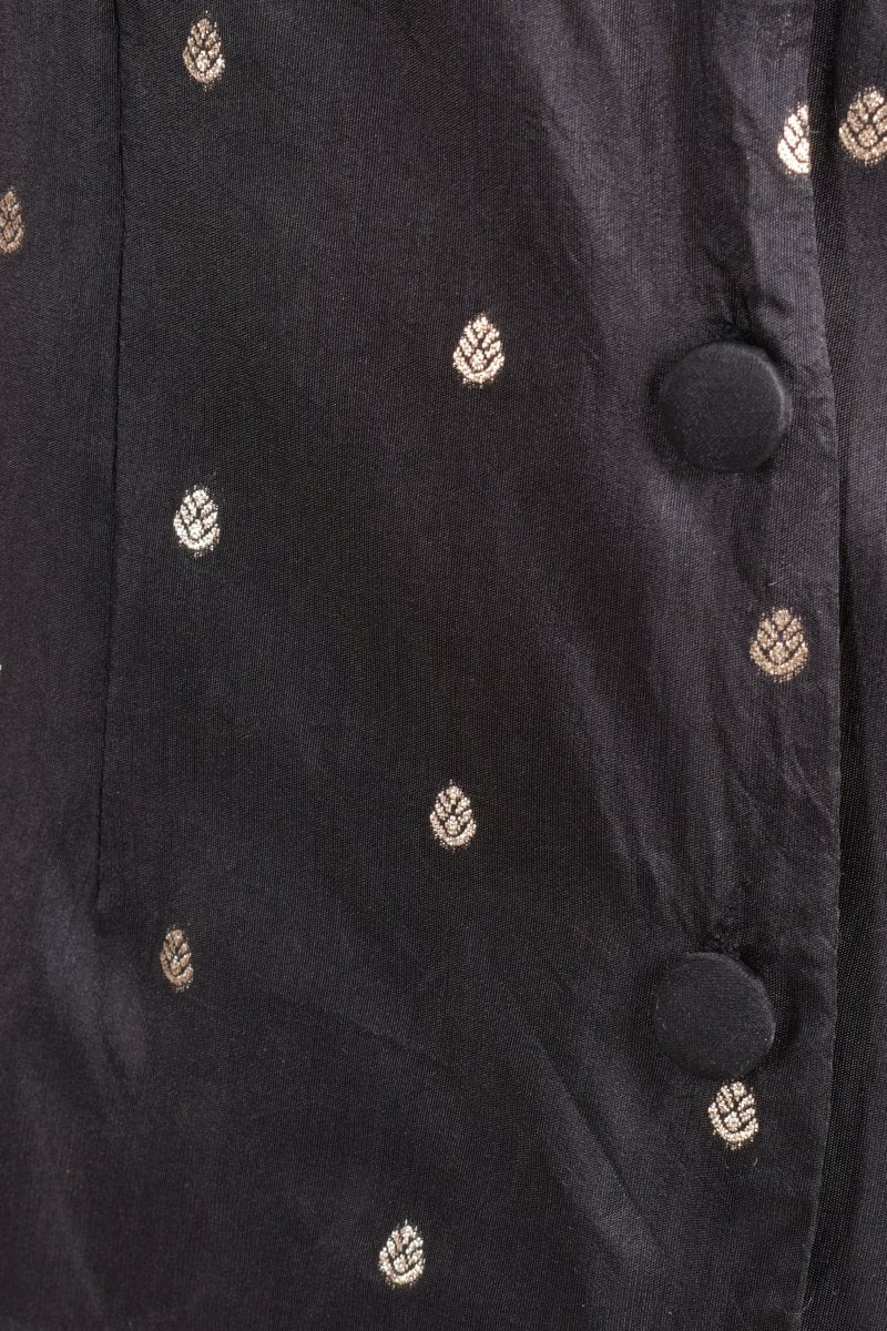 Black Silk Short Dress with Golden Butti & Paithani Border dresses RAAS
