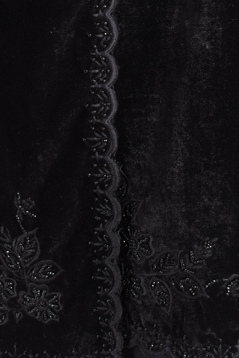 Black Velvet Hand Embroidered Beaded Scarf scarves & stoles RAAS