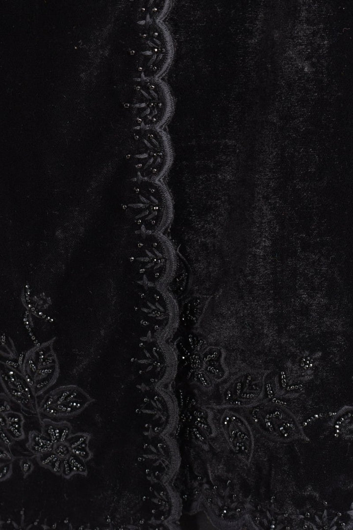 Black Velvet Hand Embroidered Beaded Scarf scarves & stoles RAAS