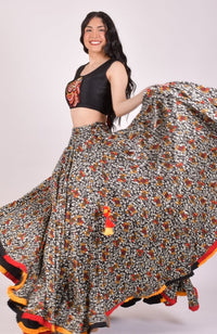 Black Kalamkari Print Chaniya Choli With Dupatta