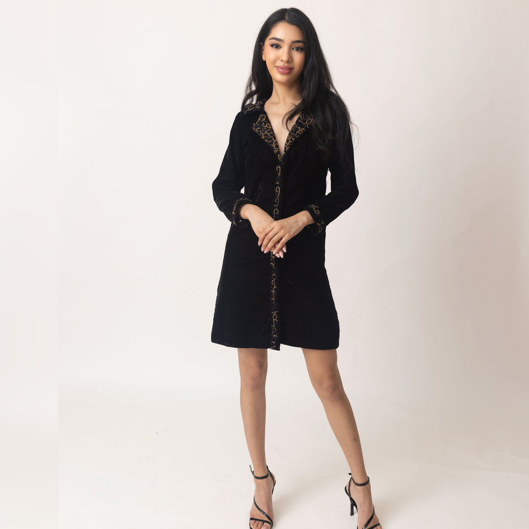 black velvet blazer dress