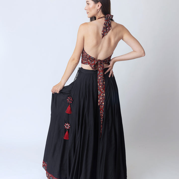 Kana full flare Palazzo pants with Hand Embroidered Blouse