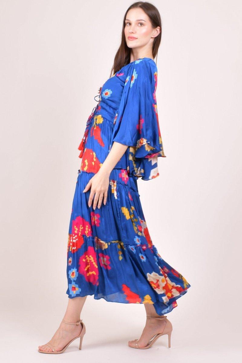 Blue Angel Sleeves Ruffle Maxi Sundress dresses RAAS
