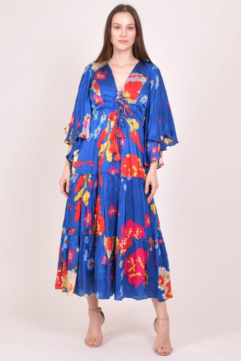 Blue Angel Sleeves Ruffle Maxi Sundress dresses RAAS