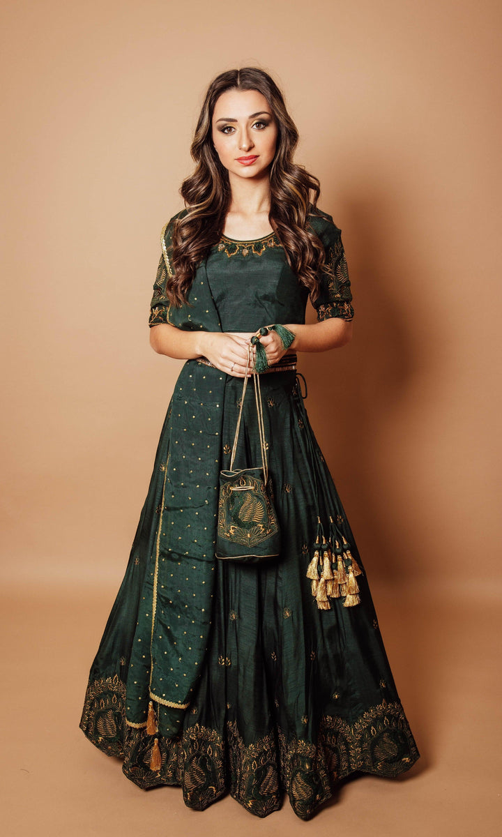 Camila Green & Gold Potli Bag - Raas