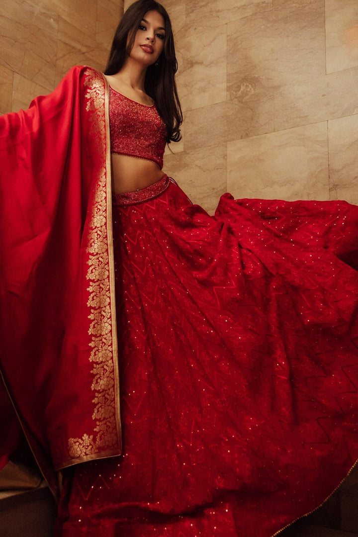 red lehenga choli