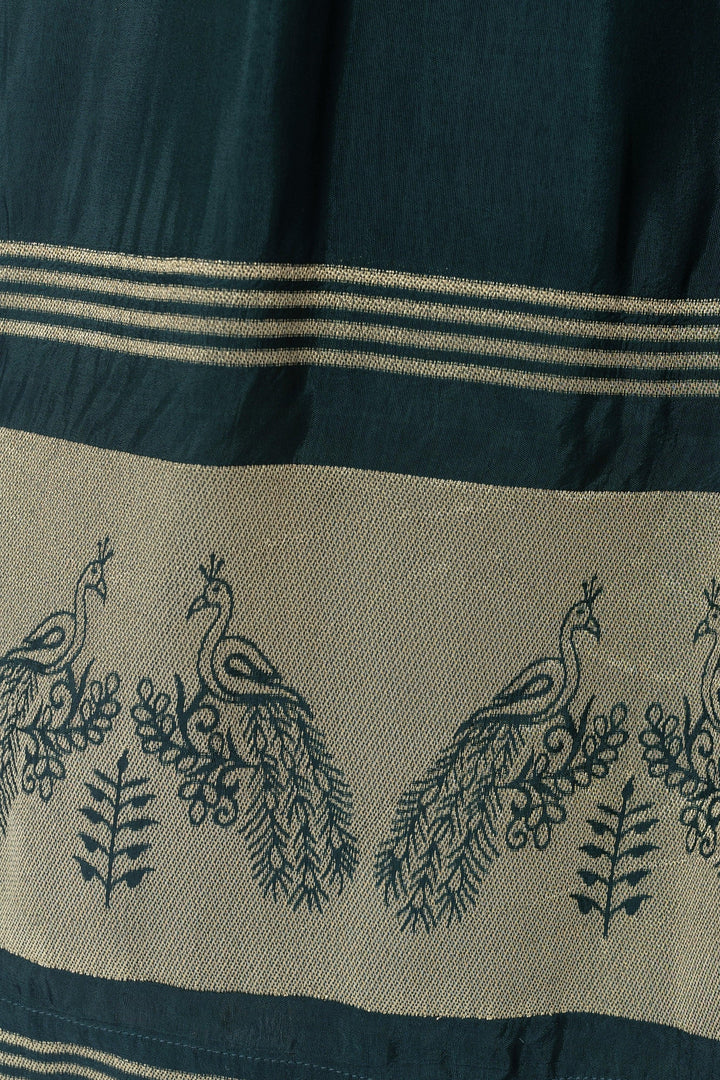 Ceres Green Dress with Jacquard Hem - Raas