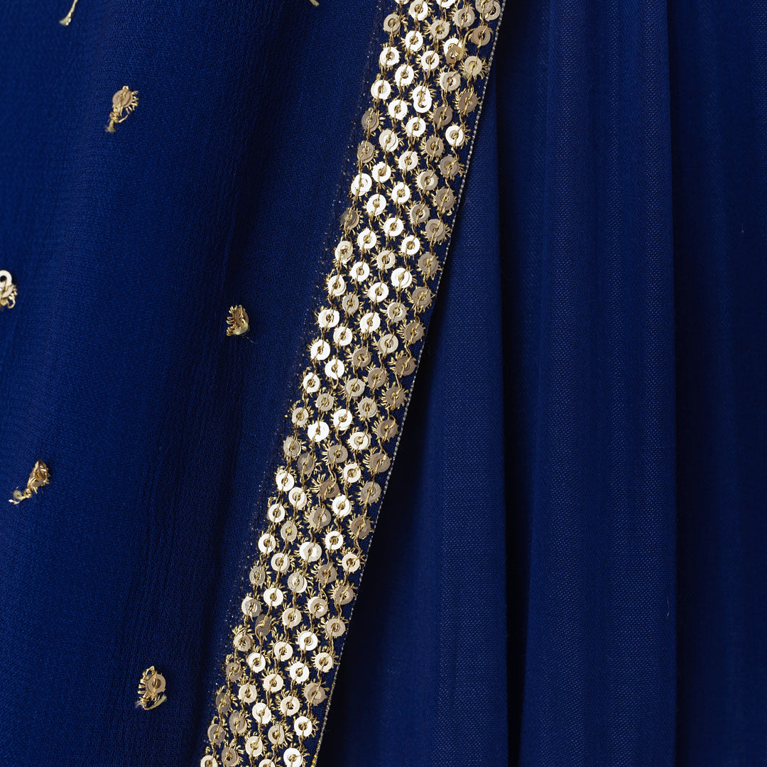 Tori Timeless Royal Blue Lehenga Choli with Gold Trim