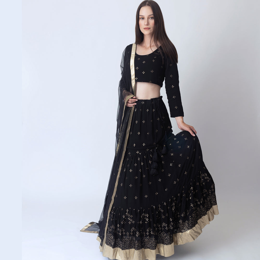 Asha Black Lehenga choli set