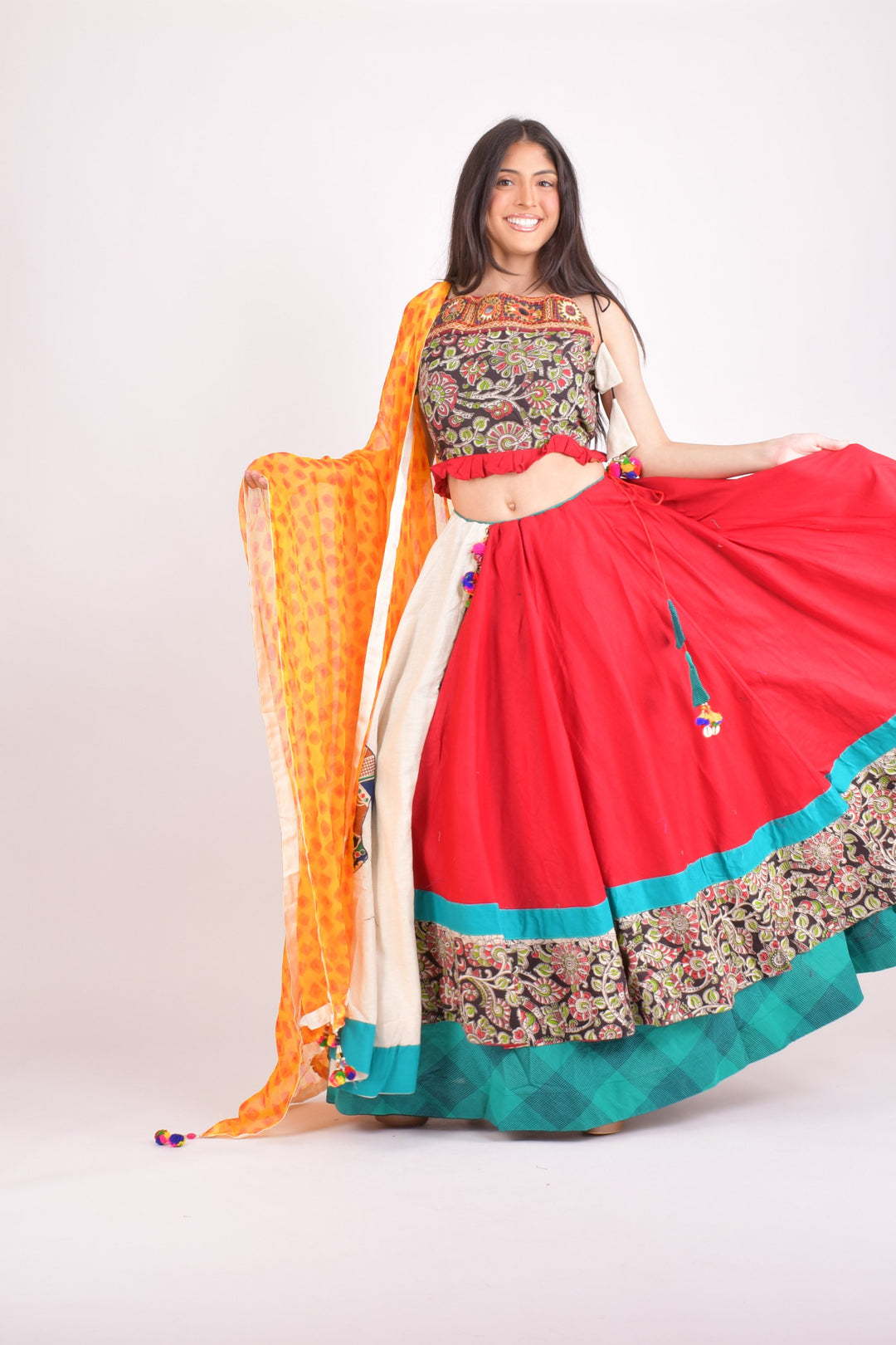 Multi color cotton chaniya choli set