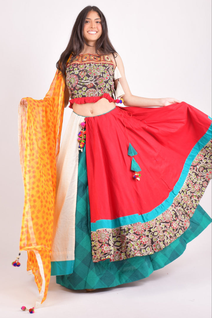 Multi color cotton chaniya choli set