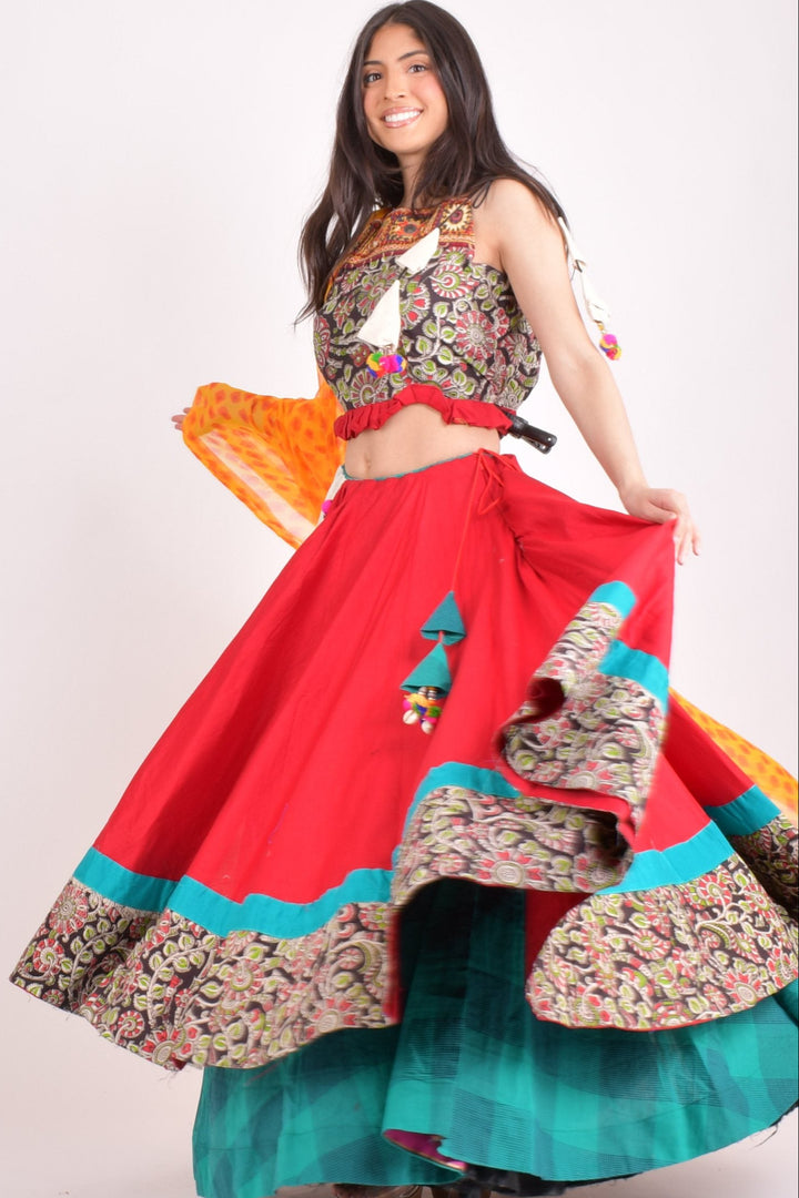 Multi color cotton chaniya choli set