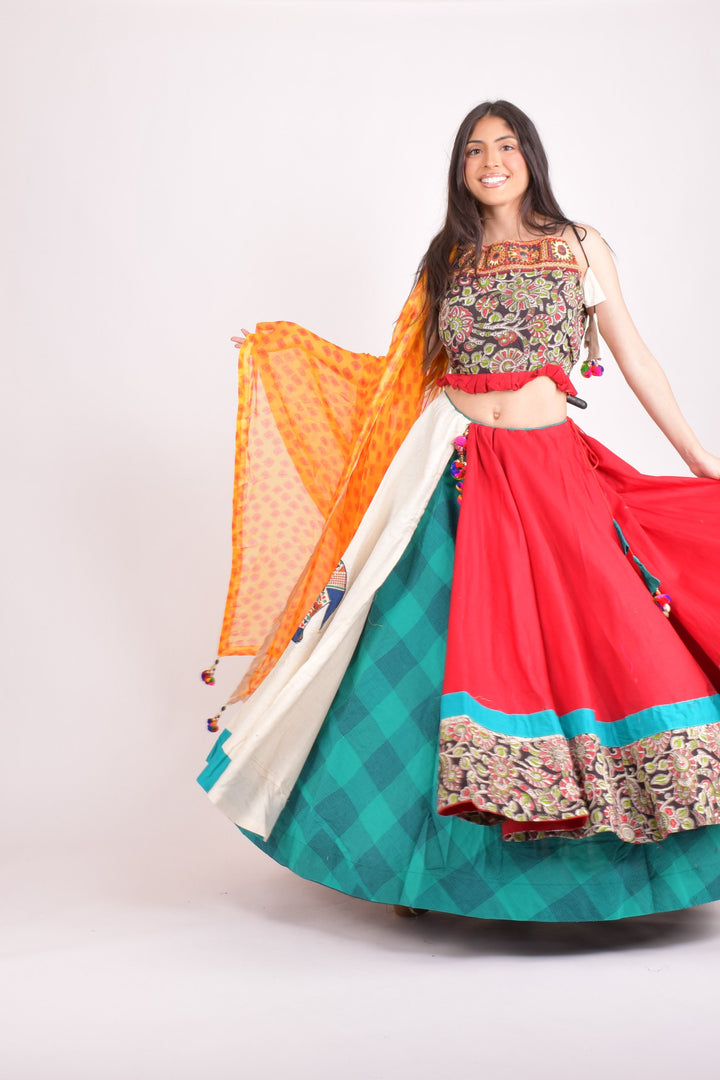 Multi color cotton chaniya choli set