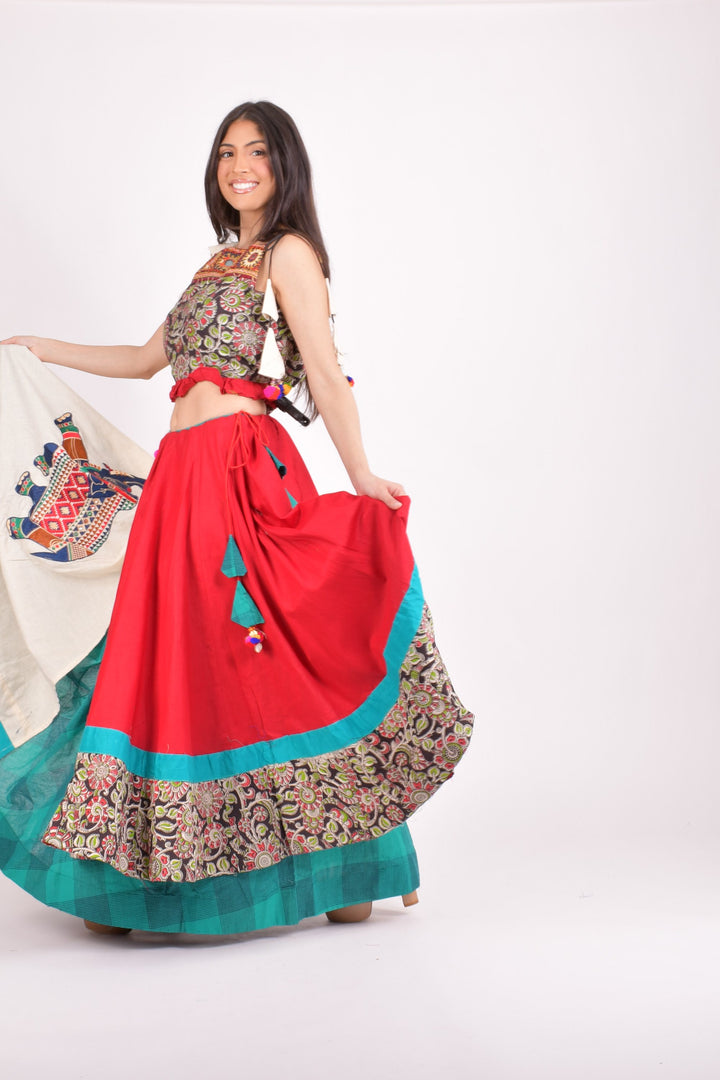 Multi color cotton chaniya choli set