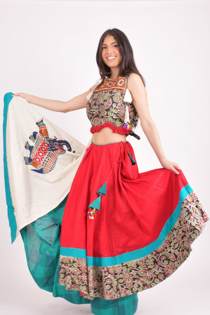 Multi color cotton chaniya choli set