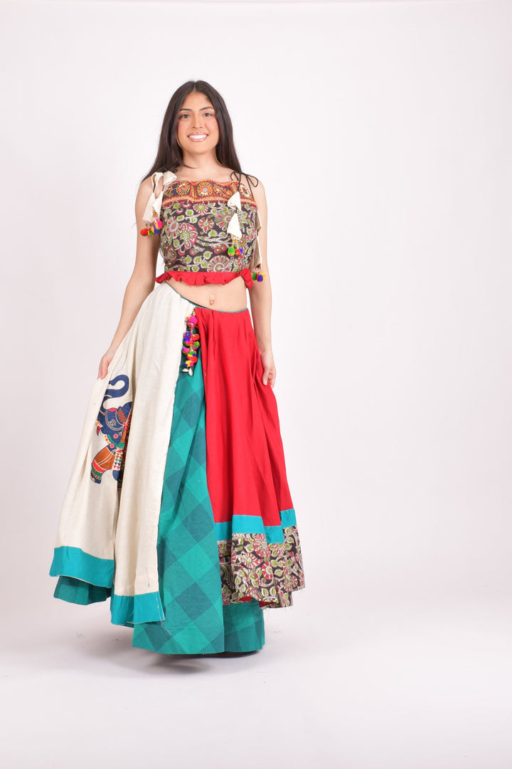 Multi color cotton chaniya choli set