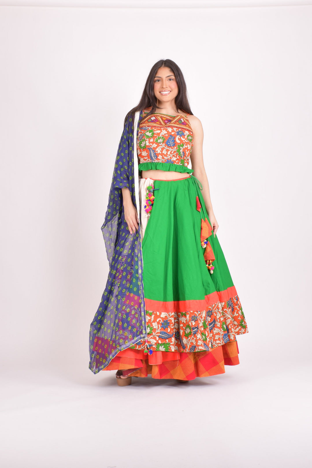 Multi color cotton chaniya choli set