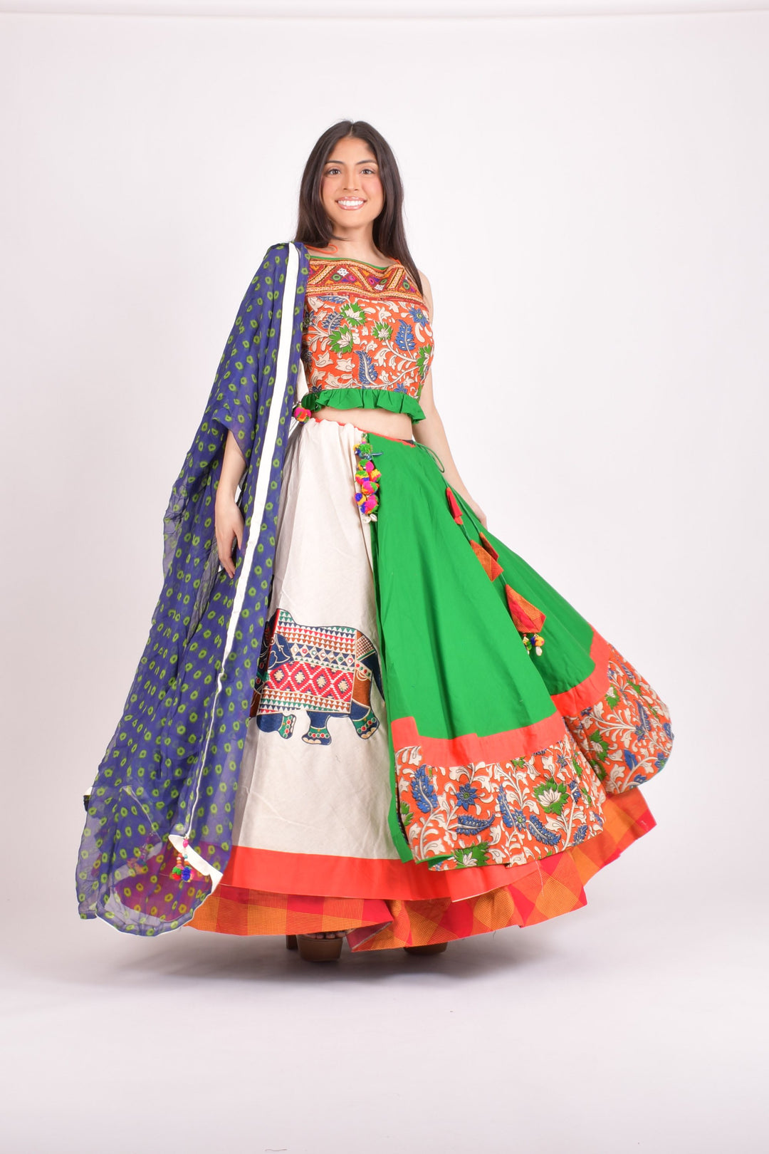 Multi color cotton chaniya choli set