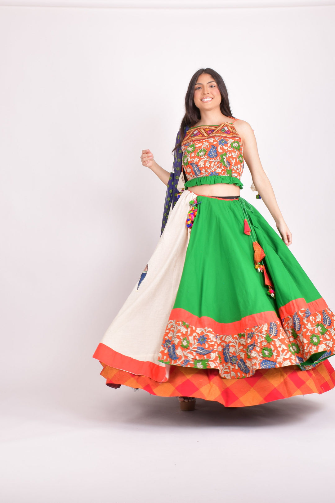 Multi color cotton chaniya choli set