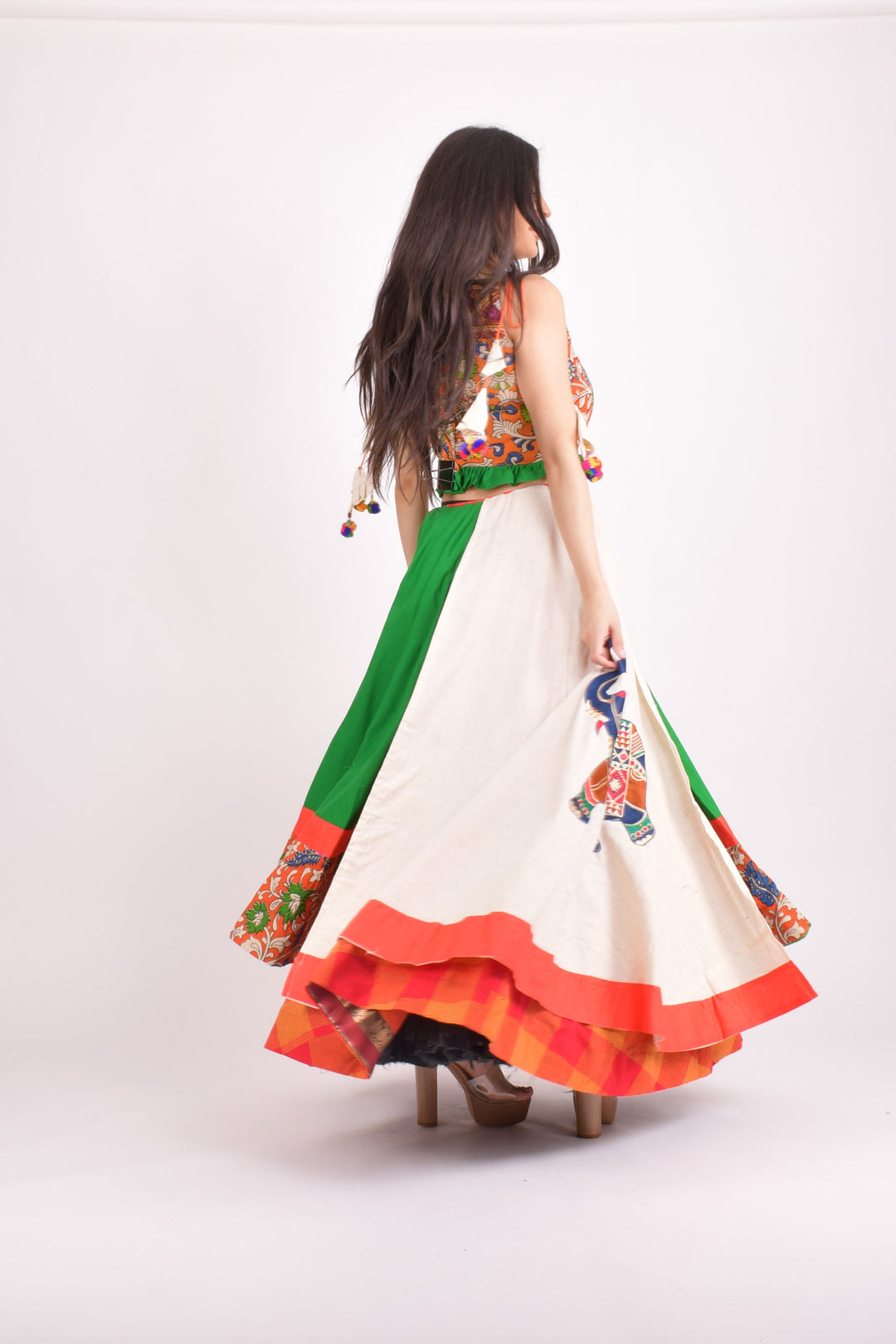 Multi color cotton chaniya choli set