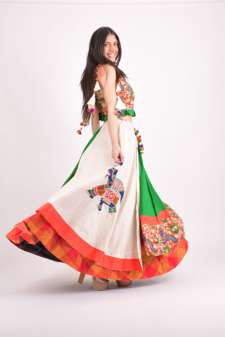 Multi color cotton chaniya choli set