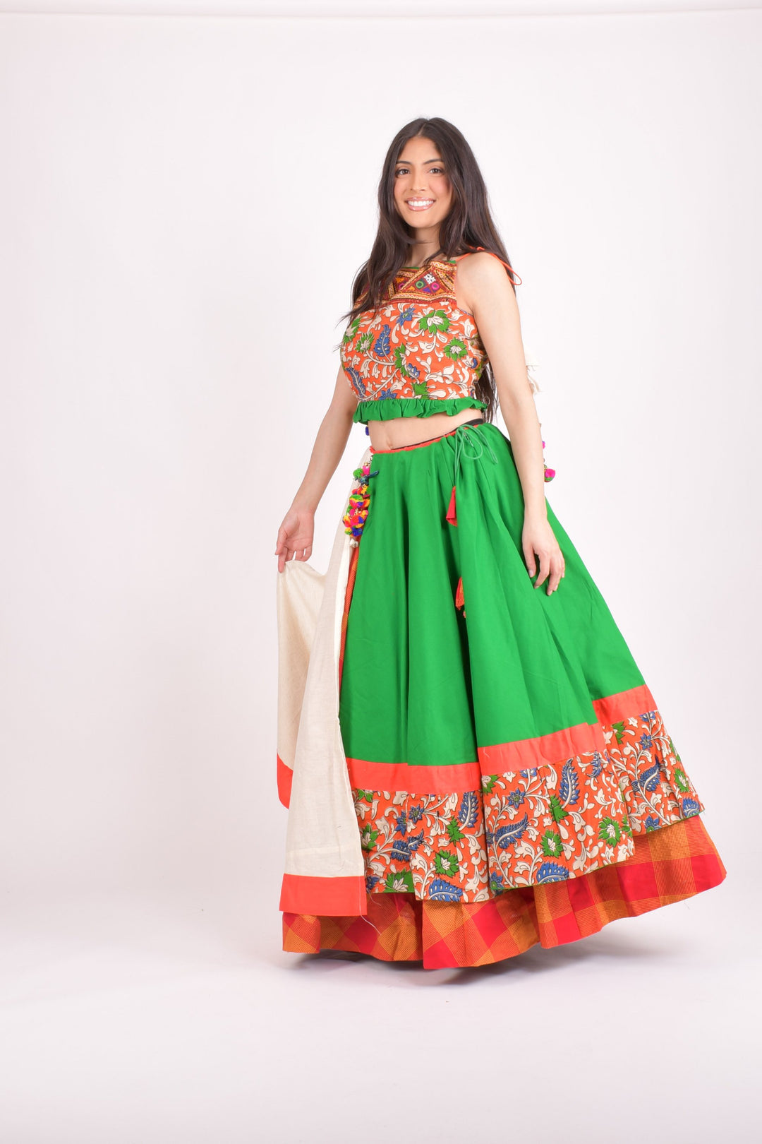 Multi color cotton chaniya choli set