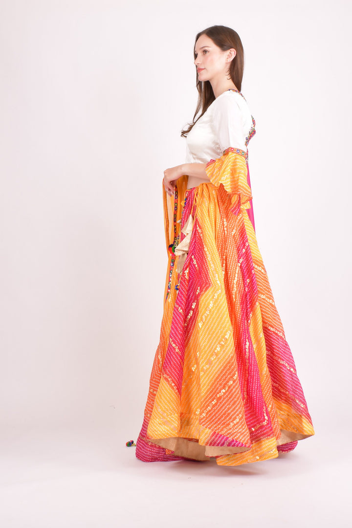 Multi color silk chaniya choli set