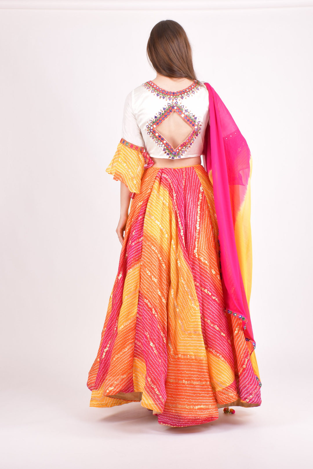 Multi color silk chaniya choli set